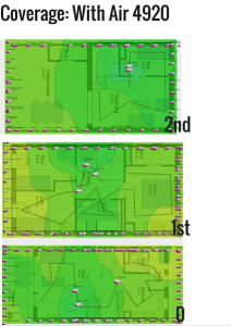 Heat Map 2 shows the same housing with mesh Wi-Fi and satisfactory coverage